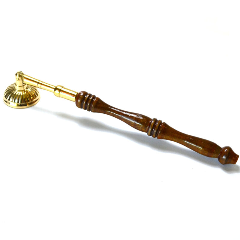 7 1/2" Brass Snuffer with Wood Handle