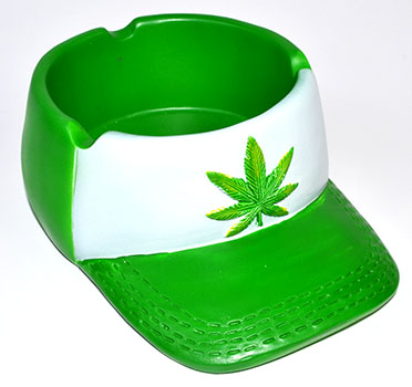 FAT3343.jpg 6 1/4" Weed Baseball Cap ashtray