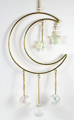 FWH8053.jpg 14 1/2"x 6" Crescent Moon with Stones wall hanging
