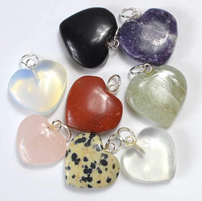 GHEA50.jpg Heart Pendant Various Stones (Set of 50) — Wiccan Jewelry & Protection Amulet