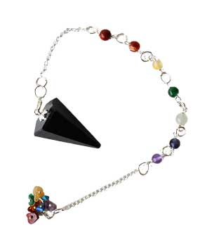 GP76TOUB Tourmaline, Black 7 Chakra 6 Sided Pendulum
