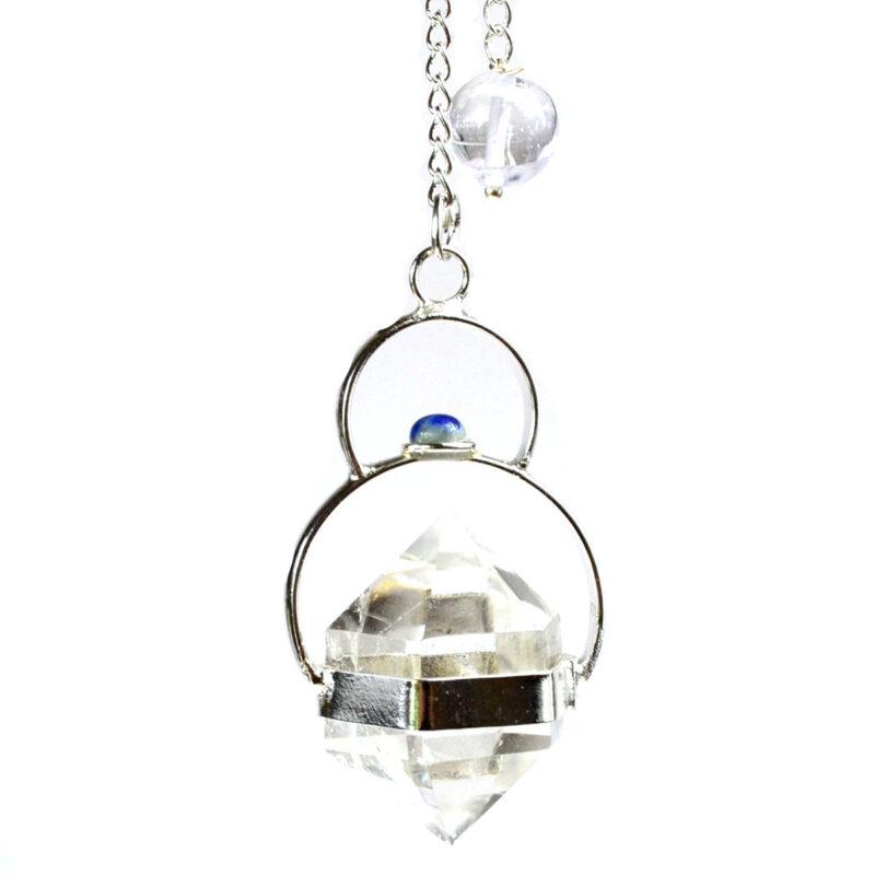 GPF255 Faceted Clear Quartz W/ Lapis Pendulum