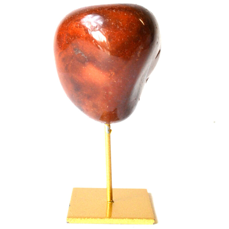 Red Agate On Gold Stand — Healing Crystal & Gemstone