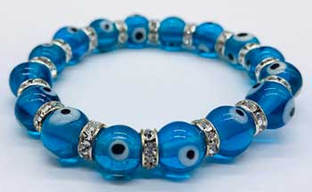 JB8EVIA 8mm Evil Eye in Aqua Bracelet