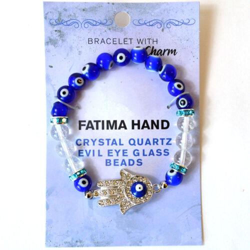JB8EVIQ 8mm Evil Eye/ Clear Quartz with Hand