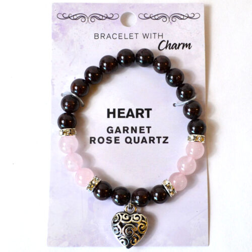 JB8GARH 8mm Garnet/ Rose Quartz with Heart