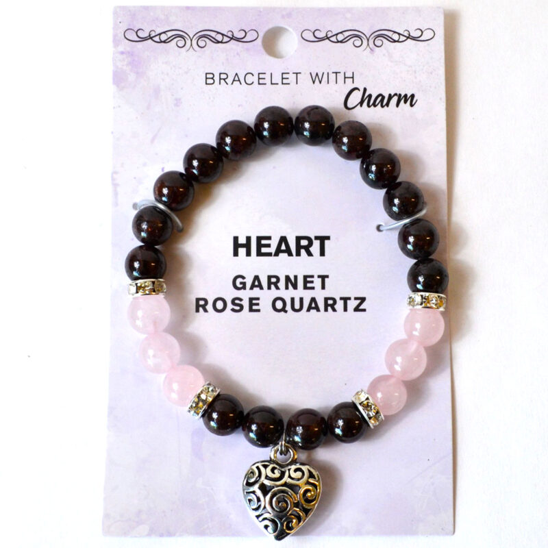 8mm Garnet/ Rose Quartz with Heart — Healing Crystal & Gemstone