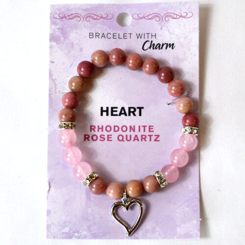 JB8RHORQ 8mm Rhodonite/ Rose Quartz with Heart