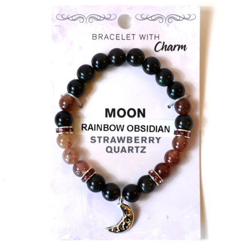 JB8ROM 8mm Rainbow Obsidian & Strawberry Quartz / Moon