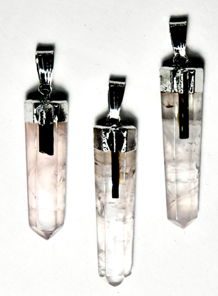 JPRQT Rose Qtz W Tourmaline Pendant