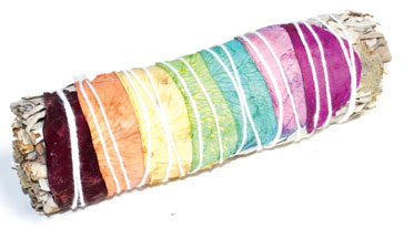 RS47CH.jpg 4" White Sage 7 Chakra colors stick